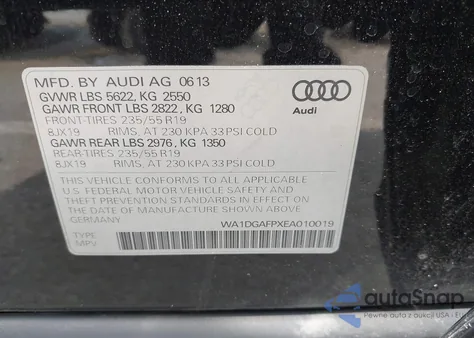 2014 Audi Q5 3.0T Premium Plus z USA, uszkodzony, nr VIN WA1DGAFPXEA010019